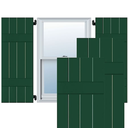 Exterior 4 Board (2 Batten) Real Wood Pine Board-n-Batten Shutters, Chrome Green PR, RWB15X060CGP